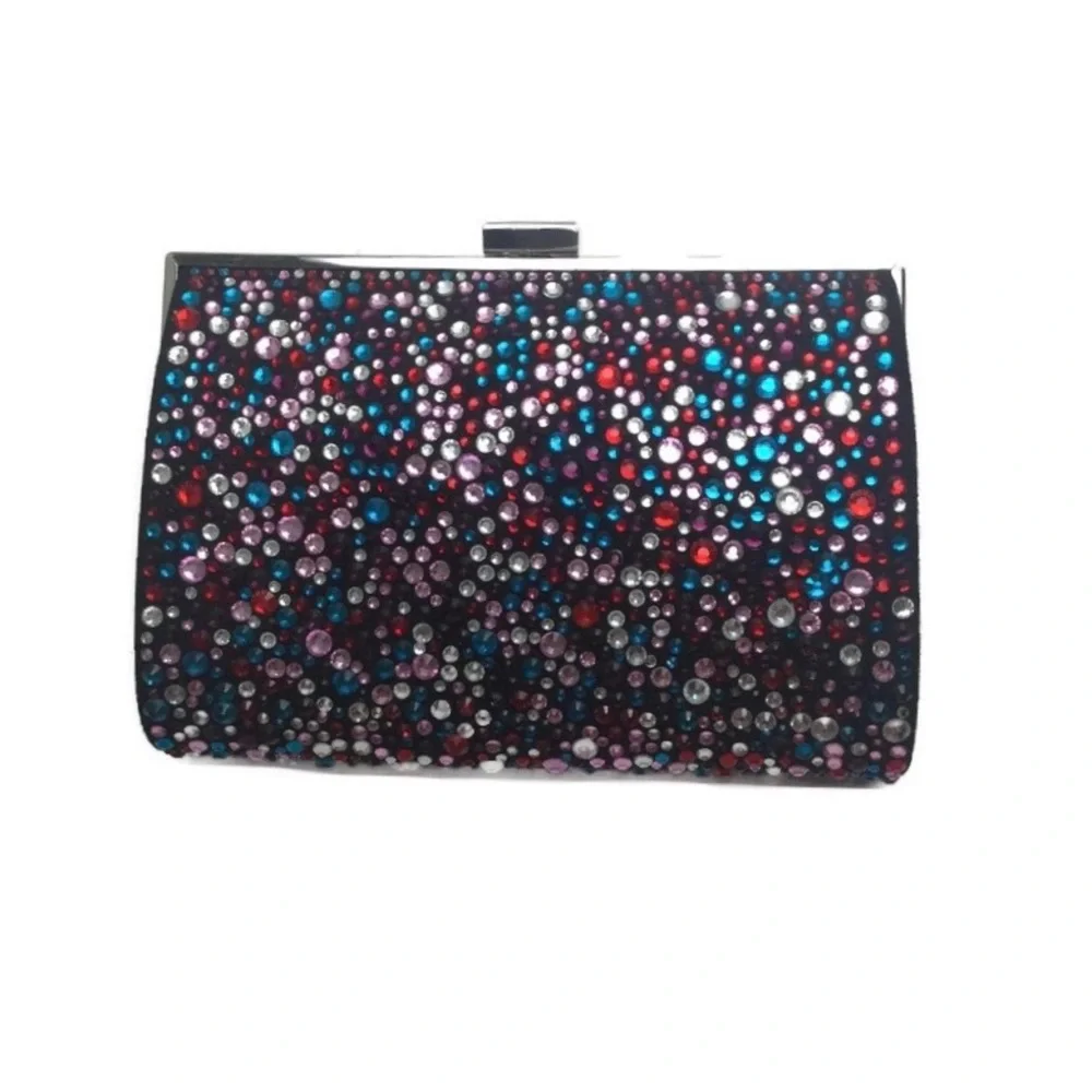 NWT INC Loryy Colorful Rhinestone Embellished Sparkle Clutch